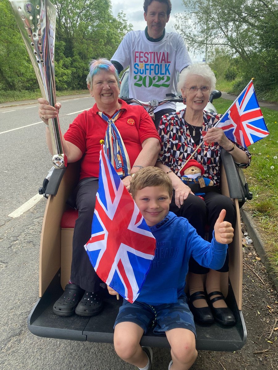 Throwback to the torch relay that opened the Festival of Suffolk back in May. Anne Dunford OBE represented Claydon. She is retired now, but continues with her voluntary work.  She is a Vice President of Girlguiding UK.
We also have Helen Markillie who represented Great Blakenham.