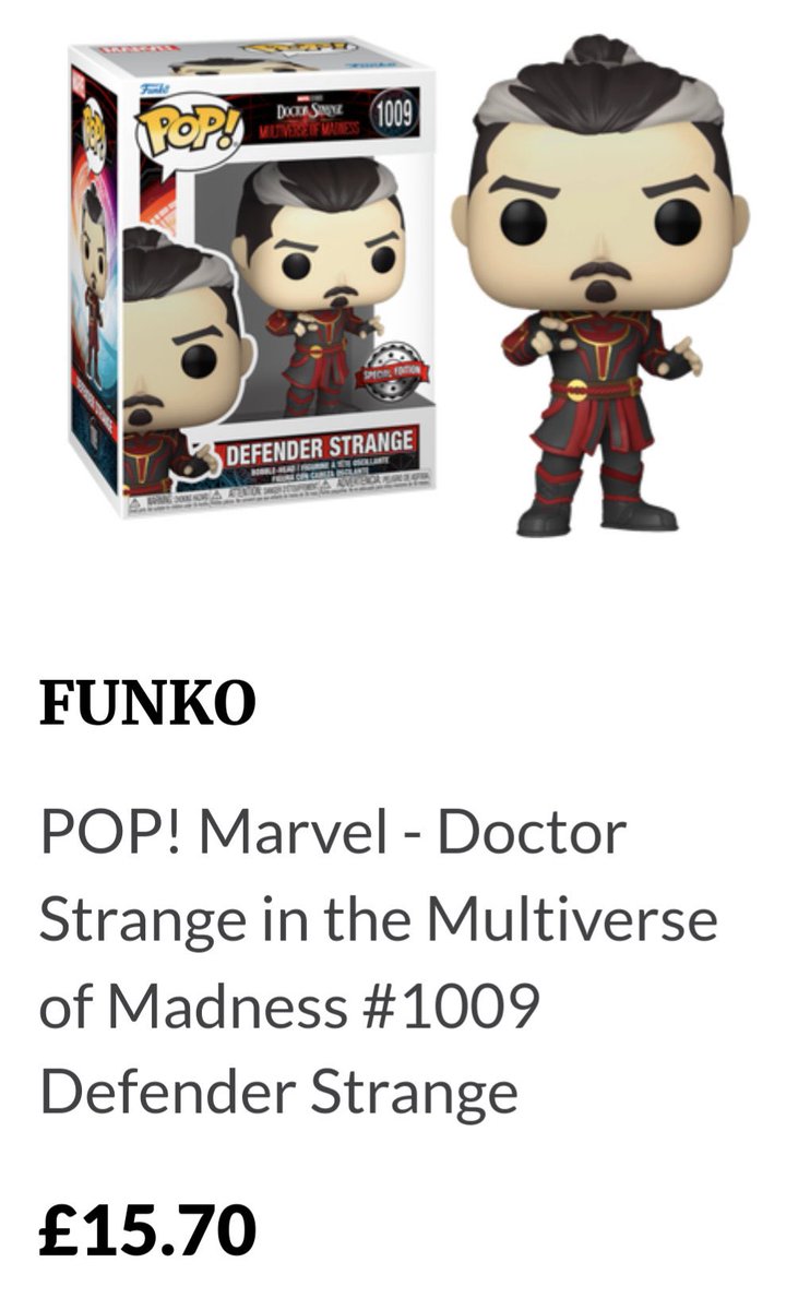 🚨 Another In stock alert!

Defender Strange is now available <a href="/magicmadhouse/">Magic Madhouse</a> 🪄 

#Defenderstrange #DoctorStrange #Multiverseofmadness #Marvel #MCU #Funko #Funkopop #Followme #Funkonews