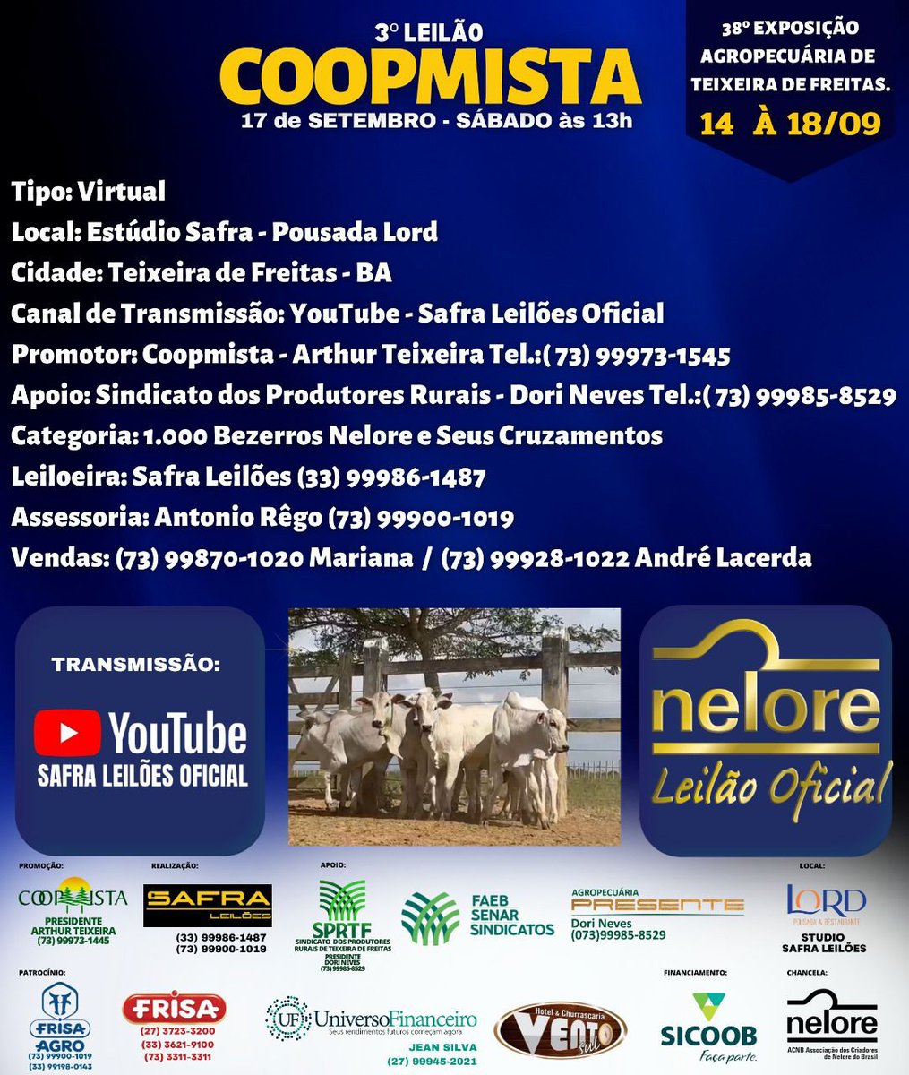 Neloreoficial's tweet photo. Vem aí o 3º Leilão Coopmista!

Não perca! 

#ACNBNelore #Nelore #LeilaoOficialNelore #coopmista https://t.co/m1LGmZ64oE