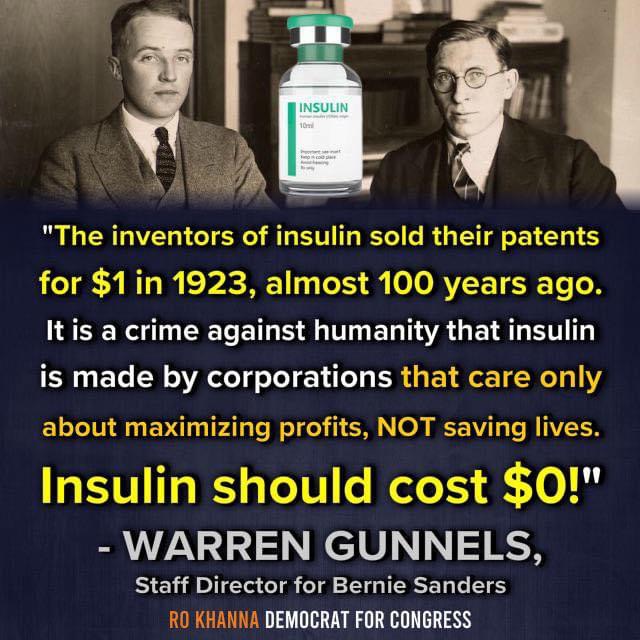 Insulin should be free of charge.