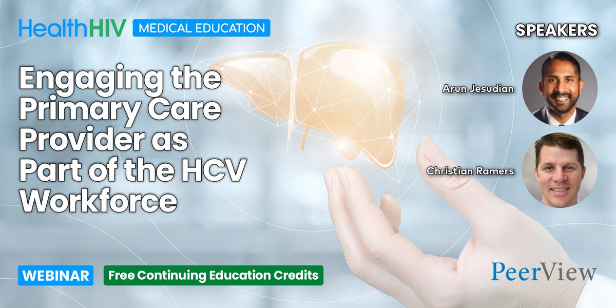 HealthHIV's tweet image. “Engaging the Primary Care Provider as Part of the HCV Workforce” details #HCV treatment strategies and strategies for providing culturally-responsive HCV care. 1.0 CME/CE/CPE available. Register here: ow.ly/ookS50JPvCY