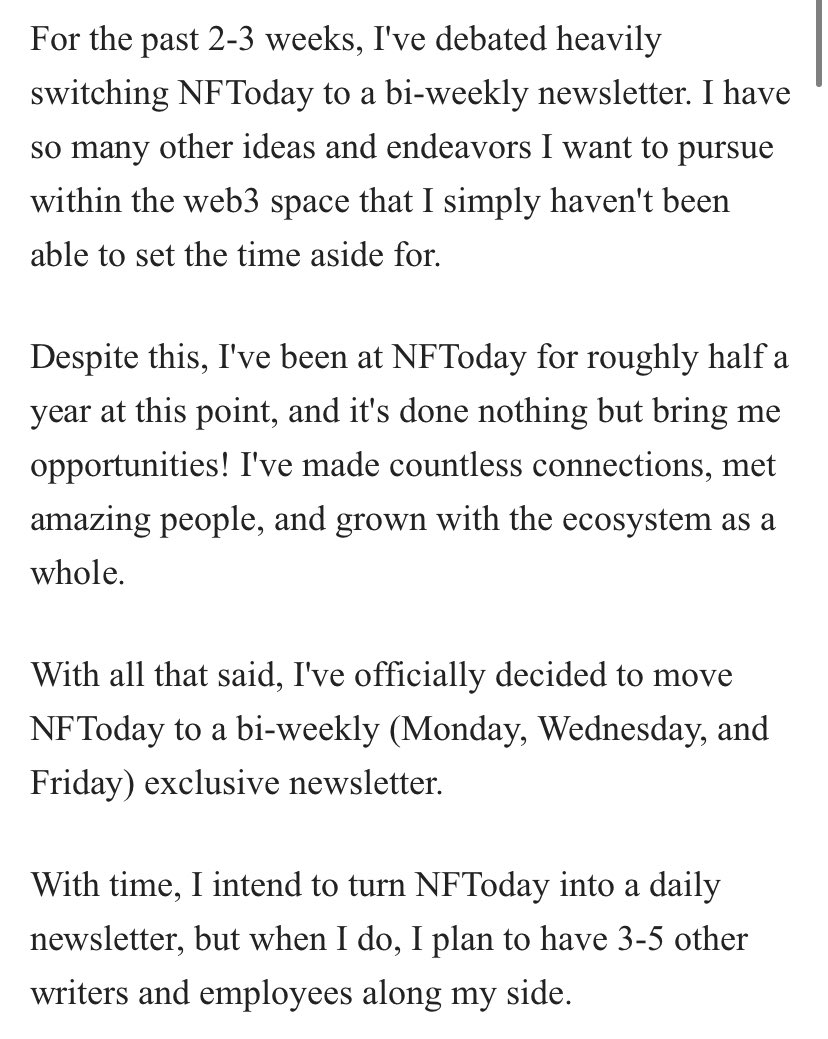 Excerpt from today’s newsletter!

Thank you everyone, writing daily has been a blast!