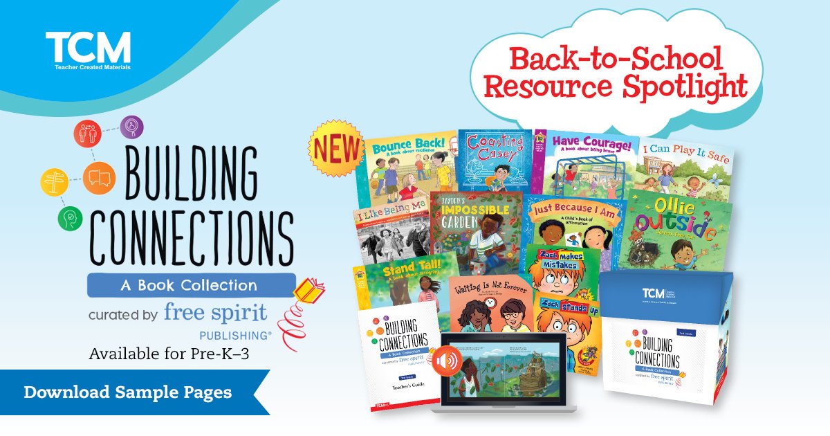 tcmpub's tweet image. Nurture the ❤️s and minds of your students with TCM&apos;s Building Connections. Filled with read-aloud books from our imprint @FreeSpiritBooks, this NEW series provides easy-to-use literacy activities that explore and build essential life skills. Sample now: bit.ly/3POPqcz