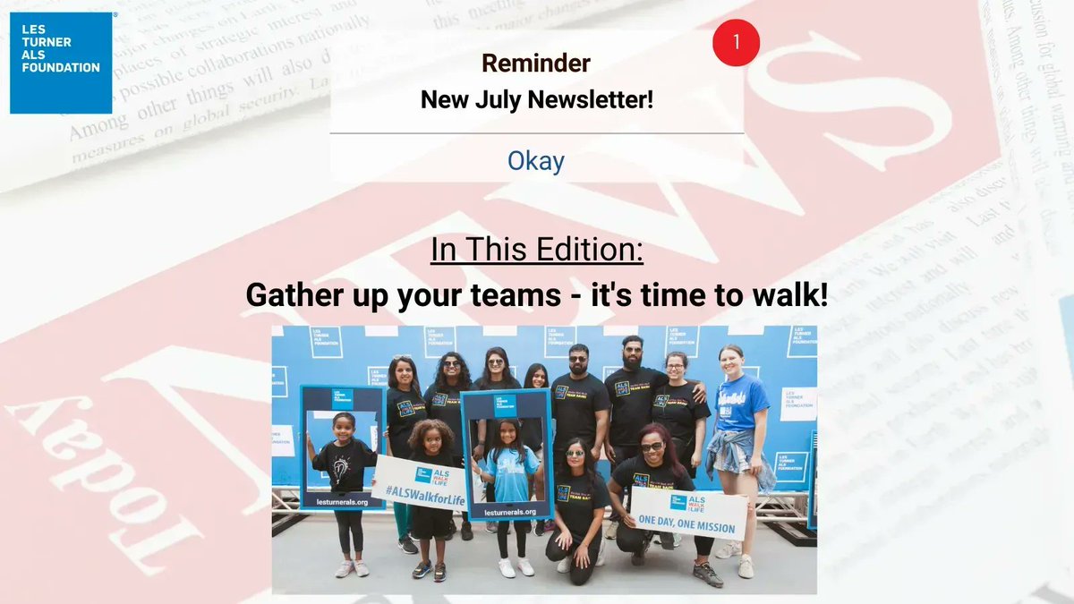 LesTurnerALS's tweet photo. Although our #ALSWalkforLife is still two months away and we are enjoying our summer, we can’t help but count down the days until the Midwest's biggest #ALS gathering of the year!
Learn more and register at: https://t.co/asiaF73MG8 https://t.co/rNId8xZtlM