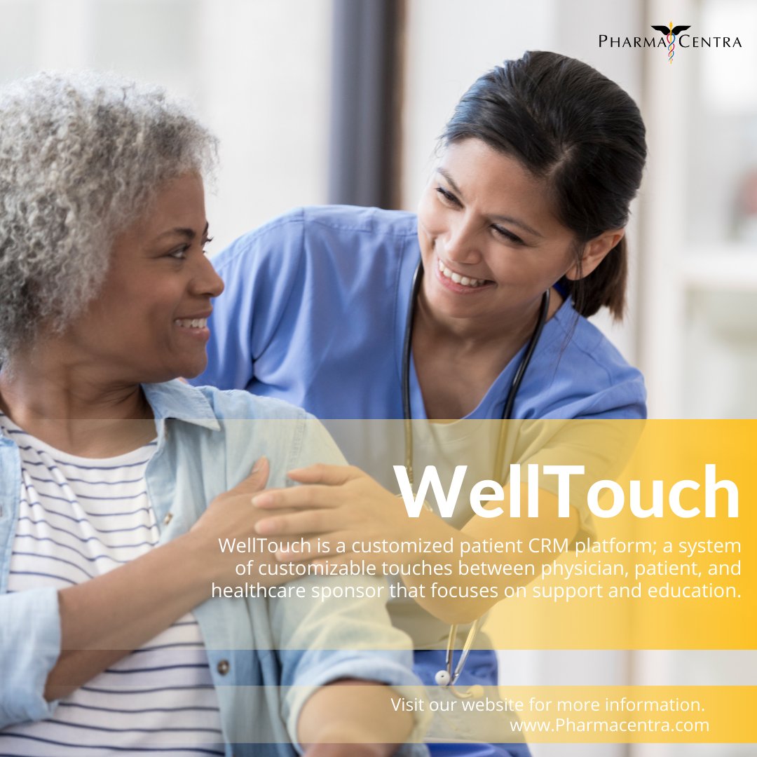 WellTouch is perfect for all types of patient interactions but is a robust patient compliance and persistence support engine, fully customized to a disease state.

#PharmaCentra #pharmacueticals #doctor #patients #patientcare #CRM #education #support