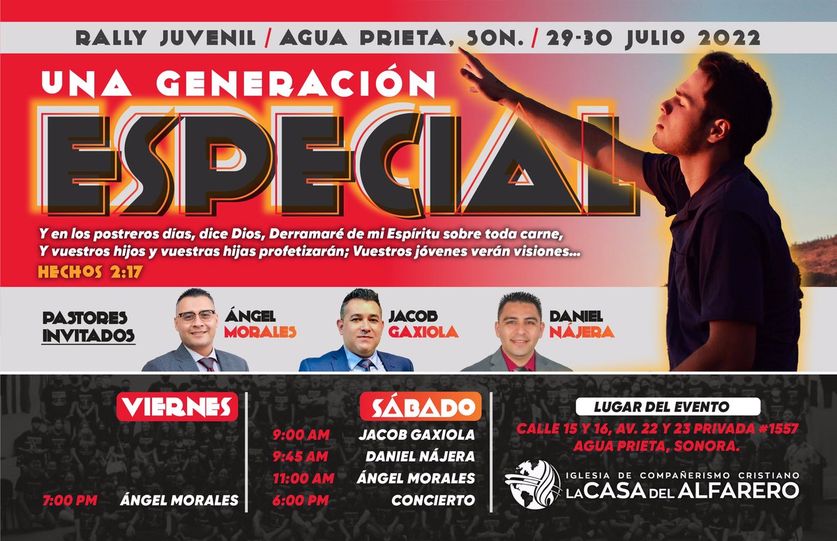gax10_jacob's tweet photo. Por un gran mover de Dios este fin de semana en nuestra ciudad e iglesia de Agua Prieta Sonora…Rally juvenil y Avivamiento!! Le esperamos👍 https://t.co/hC6pulVhhp