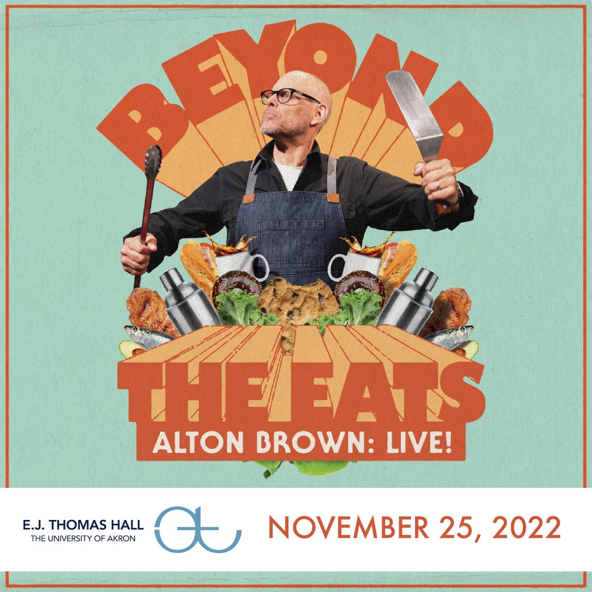 NEW SHOW ANNOUNCEMENT!
ALTON BROWN LIVE!: Beyond the Eats  - November 25th at 7:30 p.m
Alton Brown is hitting the road with a new culinary variety show. PRESALE BEGINS July 27th at 10 am with code: EJEATS.  ticketmaster.com/event/05005CE7…