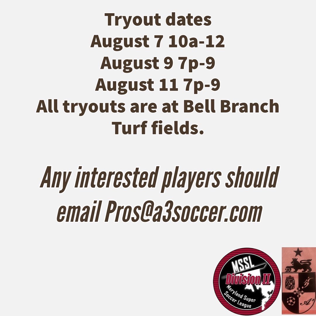 MSSL WELCOMES A3 SOCCER HIGHLANDERS!!!

Scroll to see the team history of A3, as well as upcoming tryout dates!

#semiprosoccer #amateursoccer #futbol #sundayleaguesoccer #soccerhighlights #mssl #goals #saves #goalkeepers #soccerinstagram #beautifulgame #dmvsoccer #marylandsoccer