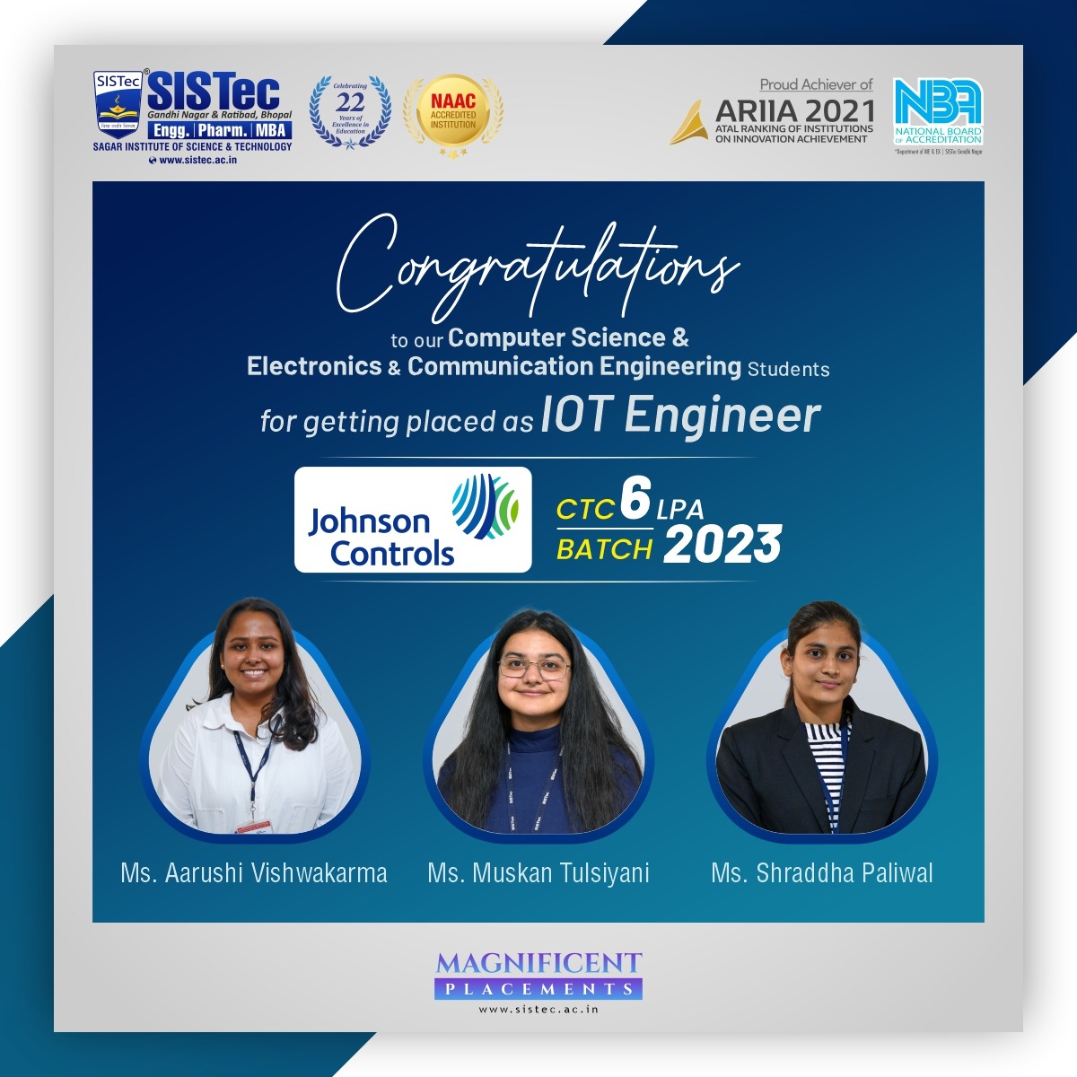 SagarCollege's tweet image. #Congratulations to our CS &amp;amp; EC students from Batch 2019-23 for getting placed as #IoTEngineer in Johnson Controls.

🌐 Training &amp;amp; Placement: sistec.ac.in/placements-sag…...
🌐 Website: sistec.ac.in
.
.
#JohnsonControls #CampusPlacement #BestPlacements  #corporatetraining