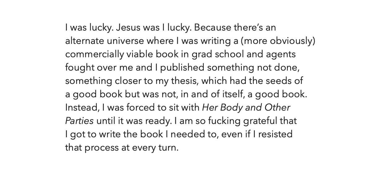 Sitting with &amp; appreciating Carmen Maria Machado's vital words on writing/publishing this morning: 

(read the entire newsletter here--carmenmariamachado.substack.com/p/on-writing-a…)