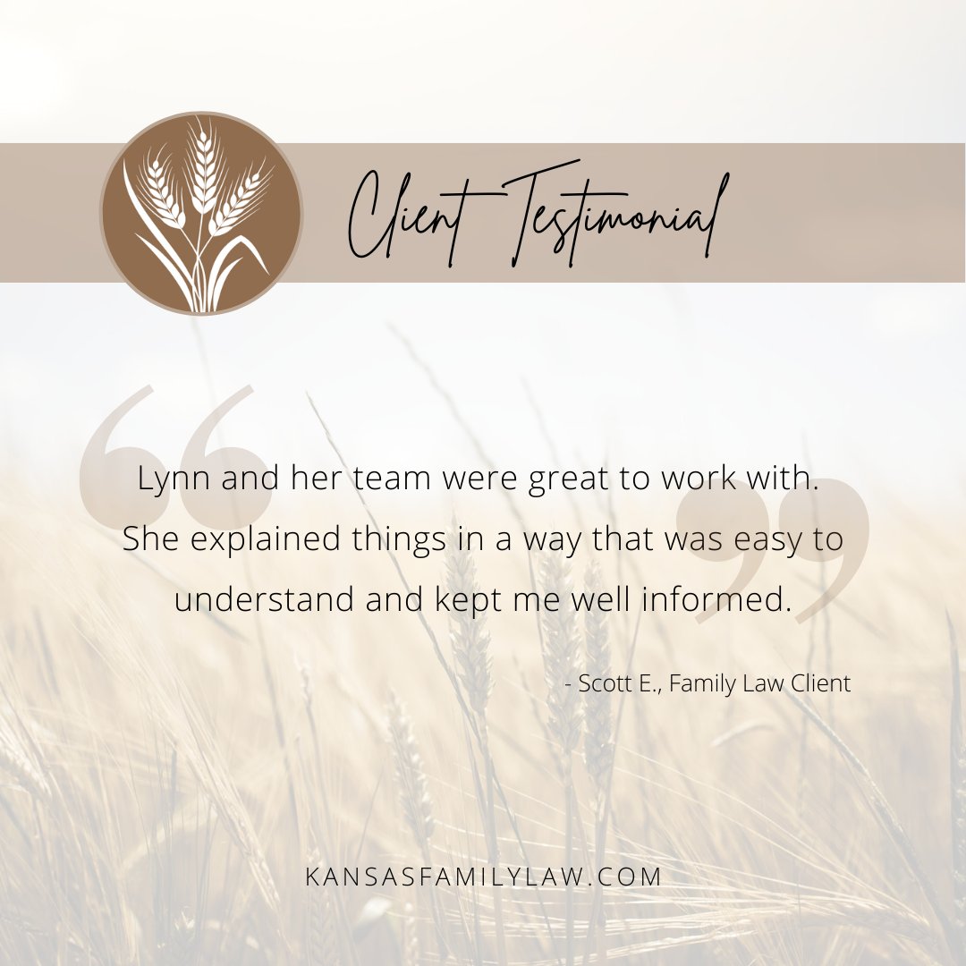 Kind words from a satisfied client are a great way to start the week. 

#TestimonialTuesday #review #clienttestimonial #kansas #kansasfamilylaw