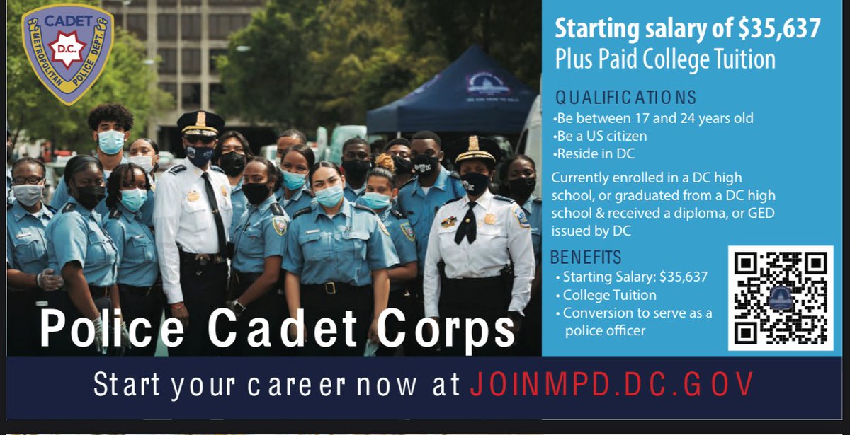 The MPD Cadet Corps is an investment in you, so you can invest in your city. 

Apply today at JOINMPD.DC.GOV! 🚔👏
