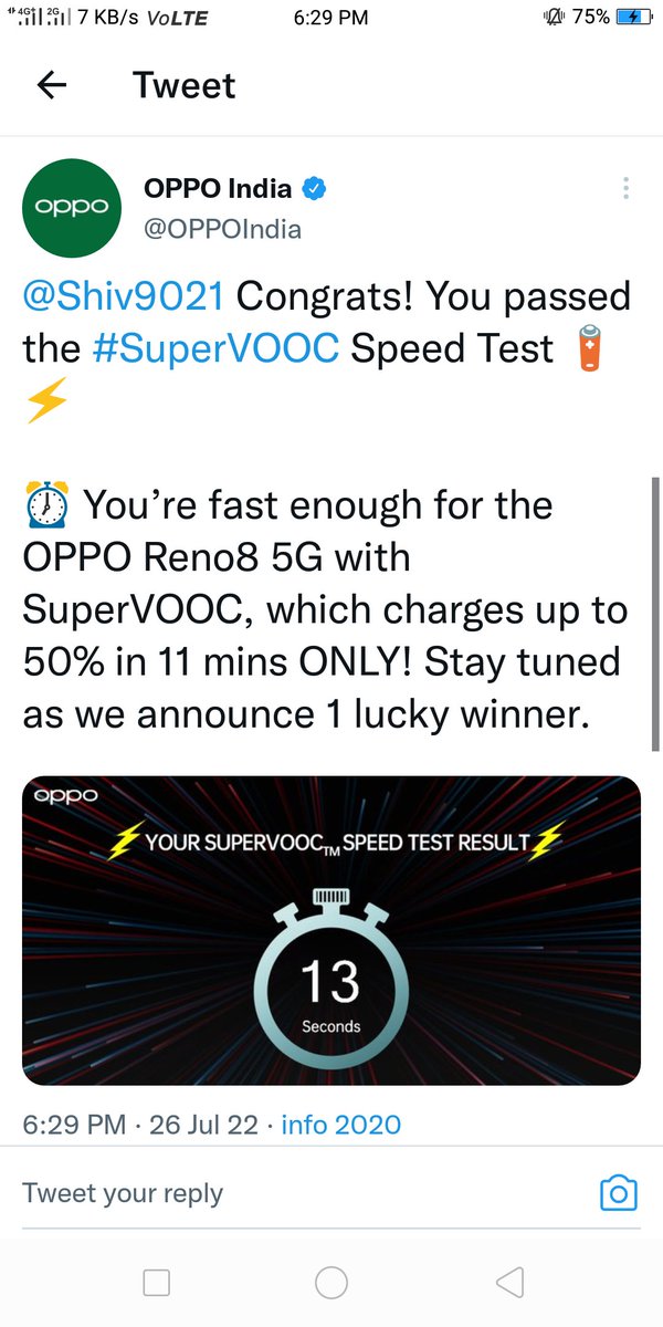 Shiv9021's tweet photo. @OPPOIndia Done @OPPOIndia team 
#SuperVOOC https://t.co/iAK6apaMsb