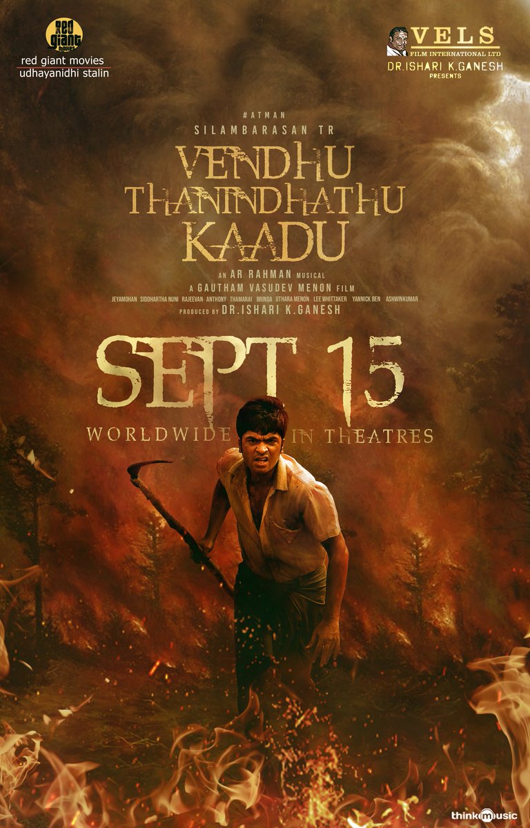 saasszyy's tweet photo. #VTK New poster ๐ฅ
Grand release on September 15th..!!
Cast: #SilambarasanTR #SiddhiIdnani
Musical: #Arrahman
Director: #GauthamVasudevMenon
#VTKfromSeptember15
#VendhuThanindhathuKaadu https://t.co/dJTHaNKLI3