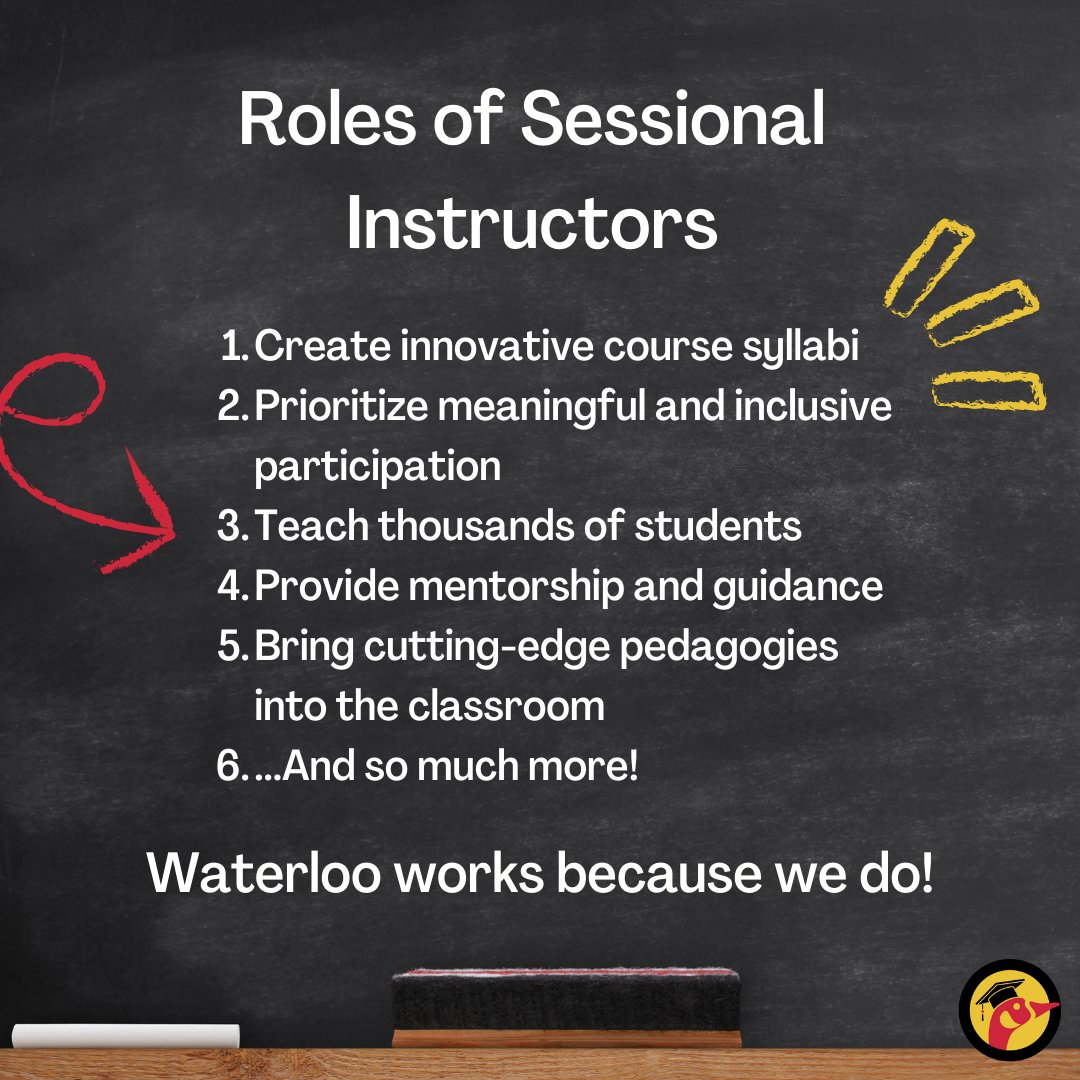 OrganizeUW's tweet photo. Sessional Instructors teach in all faculties of the University of Waterloo. We create innovative course syllabi from scratch, drawing from our own original research and work experience. We teach thousands of undergraduate and graduate students each term. https://t.co/p77bohCzkp