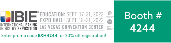 Just 54 days remain until the first day of <a href="/BakingExpo/">IBIE 2025</a> 2022! Be sure to register using code EXH4244 for 20% OFF and join us at booth #4244. See you soon! 
 #IBIE2022 #baking #automation