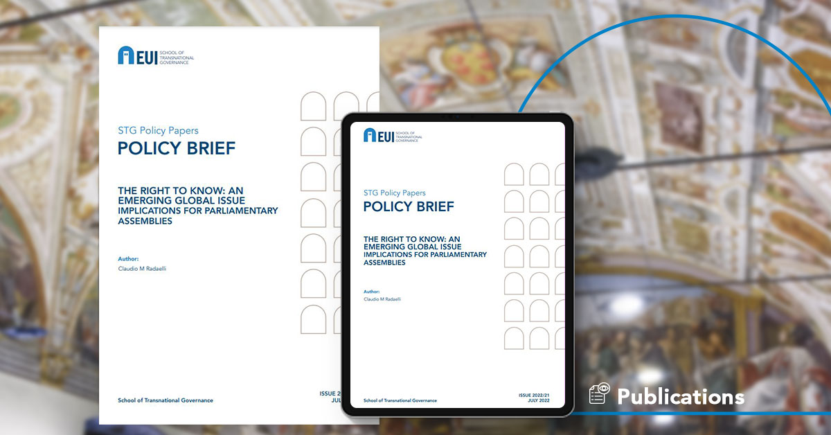 STGEUI's tweet photo. The 'right to know' is the citizen’s right to be informed about the policy-making and rulemaking process.

In his new Policy Brief @ProfCRadaelli  writes about:
🔸 🇮🇹 Senate developments
🔸 information vs knowledge
🔸 implications for Parliaments
👉 https://t.co/U0HnPUqX9B https://t.co/4r0UJCh51M