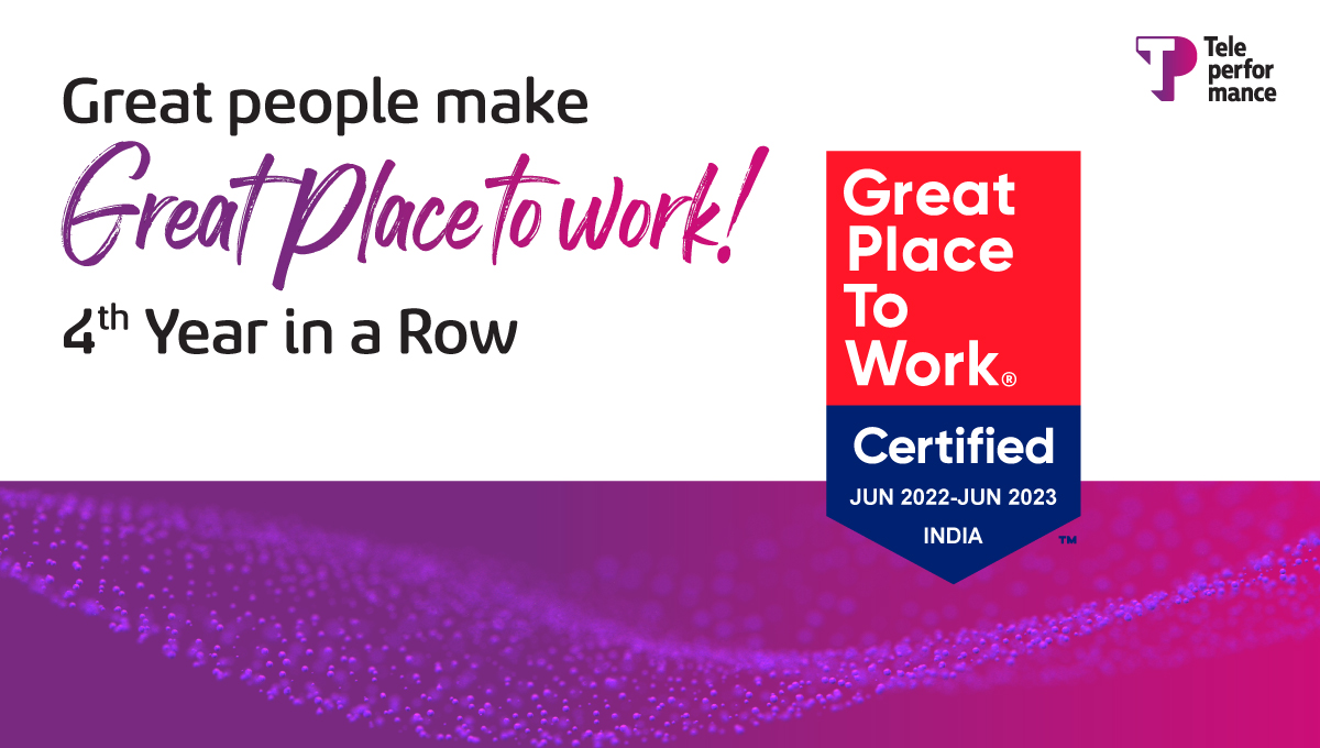 TPIndiaOfficial's tweet photo. We are delighted to be certified once again as a #GreatPlaceToWork in #India.
Thankyou Teleperformers for making it possible!

#TPIndia #Teleperformance #GPTWCertified #1BPO #Proud2BeTP https://t.co/hVKudGJfJE