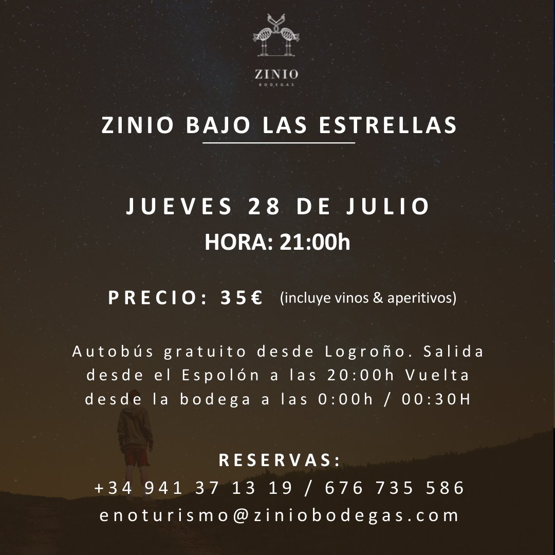 ZinioBodegas's tweet photo. Vive una noche mágica en la que vino y estrellas irán de la mano ⭐🍷  El equipo de AstroRioja nos acompañará para enseñarnos todo sobre las constelaciones y el cielo nocturno🌌 #ziniobodegas #elveranoeszinio https://t.co/9CHuYTaPCJ