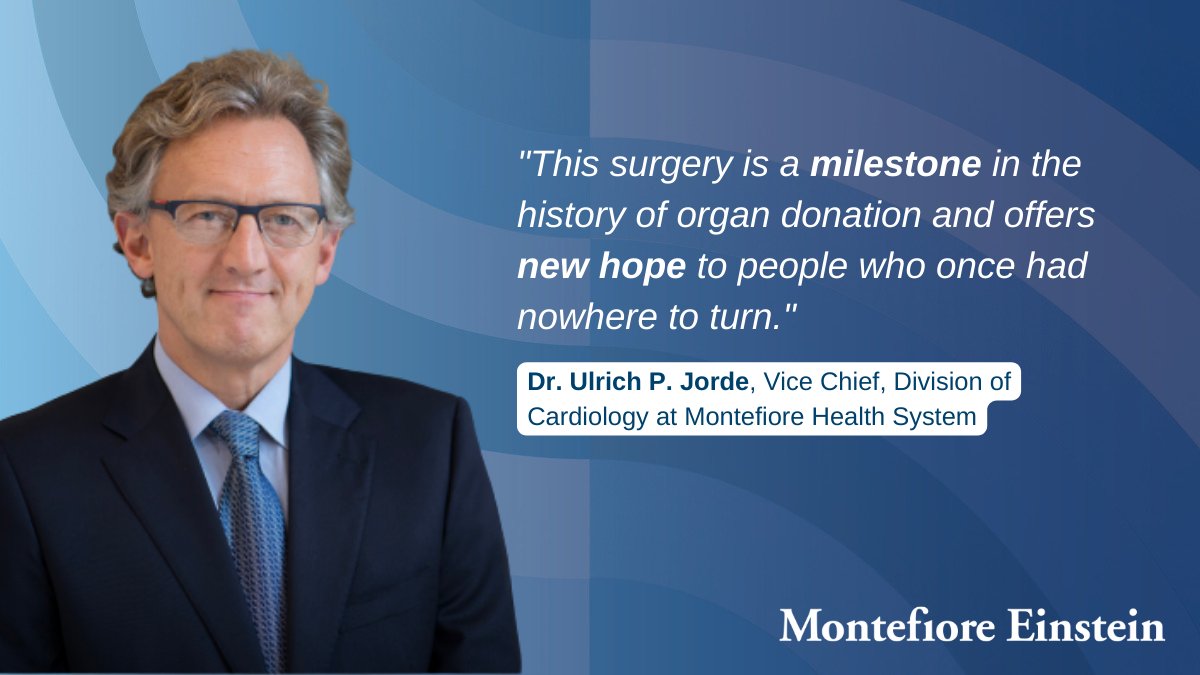 🚨The world’s first HIV-positive to HIV-positive #hearttransplant has been successfully performed at Montefiore. Congratulations to Drs. Ulrich Jorde, Omar Saeed, Daniel Goldstein & the heart transplant team @MonteHeart on this history-making achievement. prn.to/3J4iF93