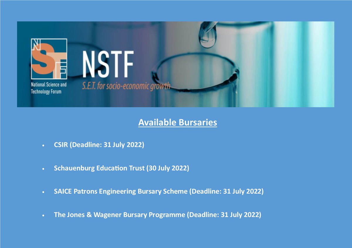 NSTF🇿🇦 on Twitter "Find the latest news on bursaries in science, 
