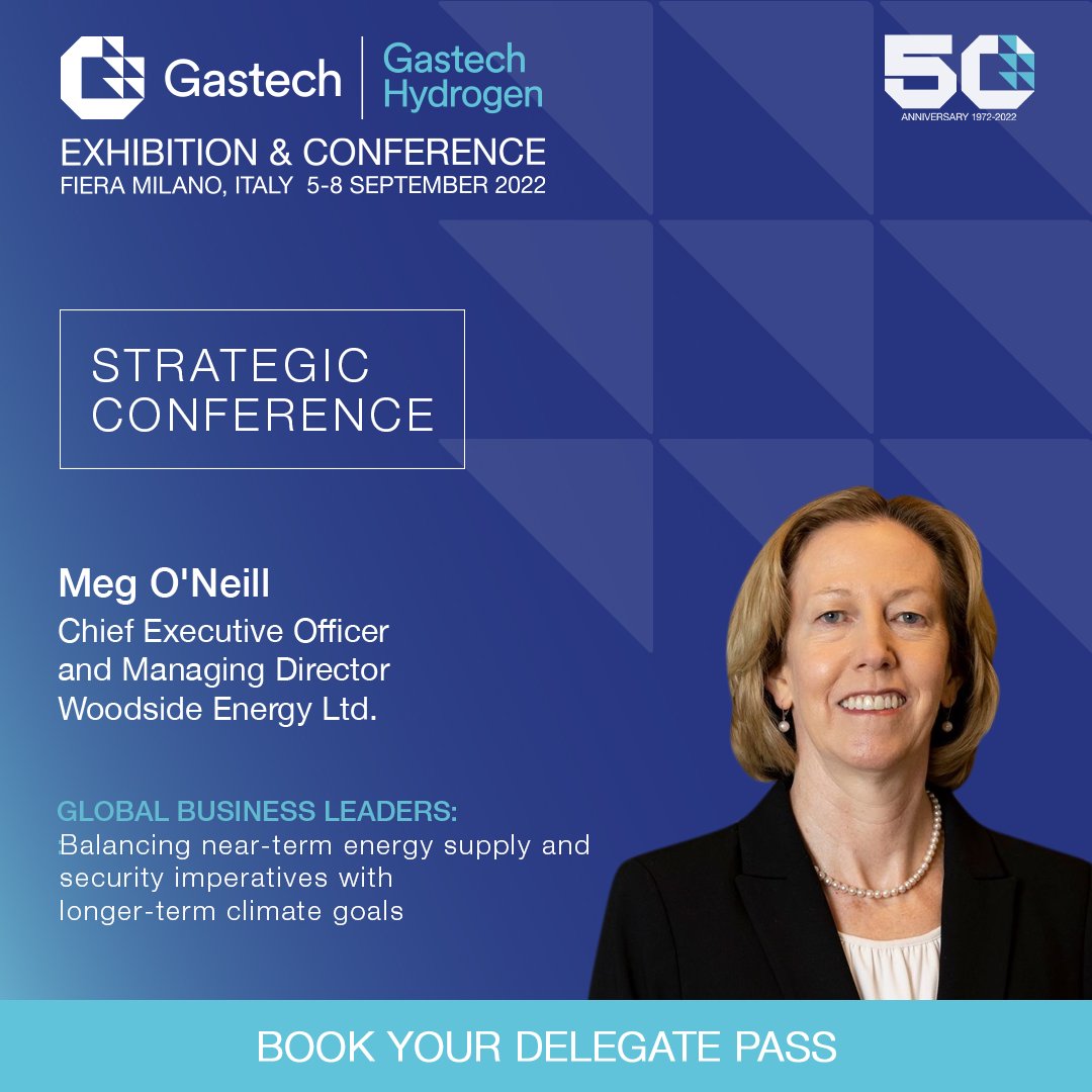 We are excited to announce that Meg O’Neill, Chief Executive Officer and Managing Director, @WoodsideEnergy is speaking at the 50th anniversary edition of Gastech. O’Neill will join 16 energy Ministers, 120 CEOs and business leaders as well as 180 opinion leaders