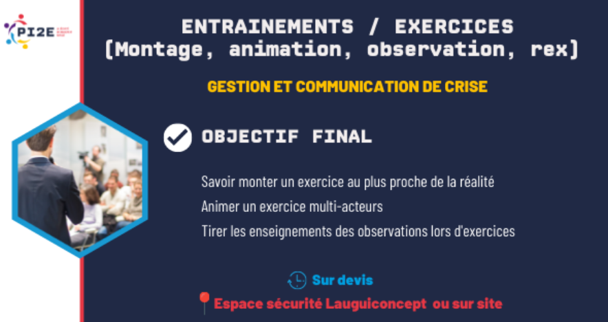 🔴🟡🔵🟣

#ACCOMPAGNEMENT 

📚 GESTION ET COMMUNICATION DE CRISE 

🗣 Rien de mieux que de réaliser un exercice pour tester les procédures et apprendre à gérer les potentielles crises.

✅ <a href="/PI2ELH/">PI2E-LH</a> peut vous accompagner à la réalisation d'exercices. 

ℹ️ contact@pi2e-lh.fr