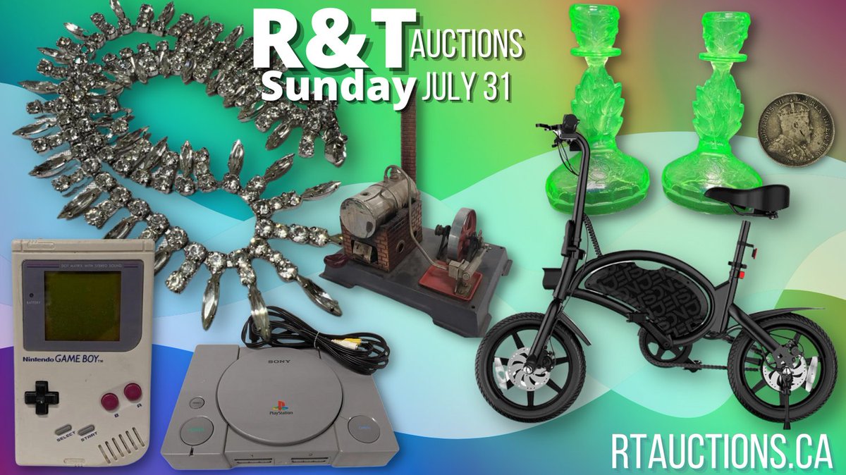 Our newest online auction, ending Sunday July 31st is here and open for bids! From electric folding bikes to vintage gaming, to gorgeous jewelry, great coins and comics and more! 

rtauctions.hibid.com/catalog/386052

#rtauctions #yesweship #niagarafalls #niagararegion #onlineauction