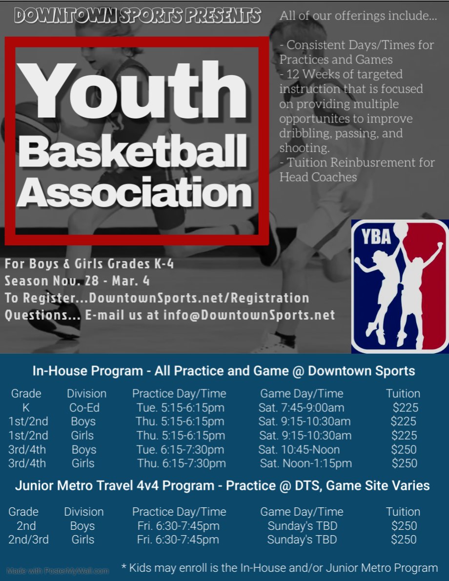 Franklin Families = sign up for Youth Basketball at Downtown Sports this winter!