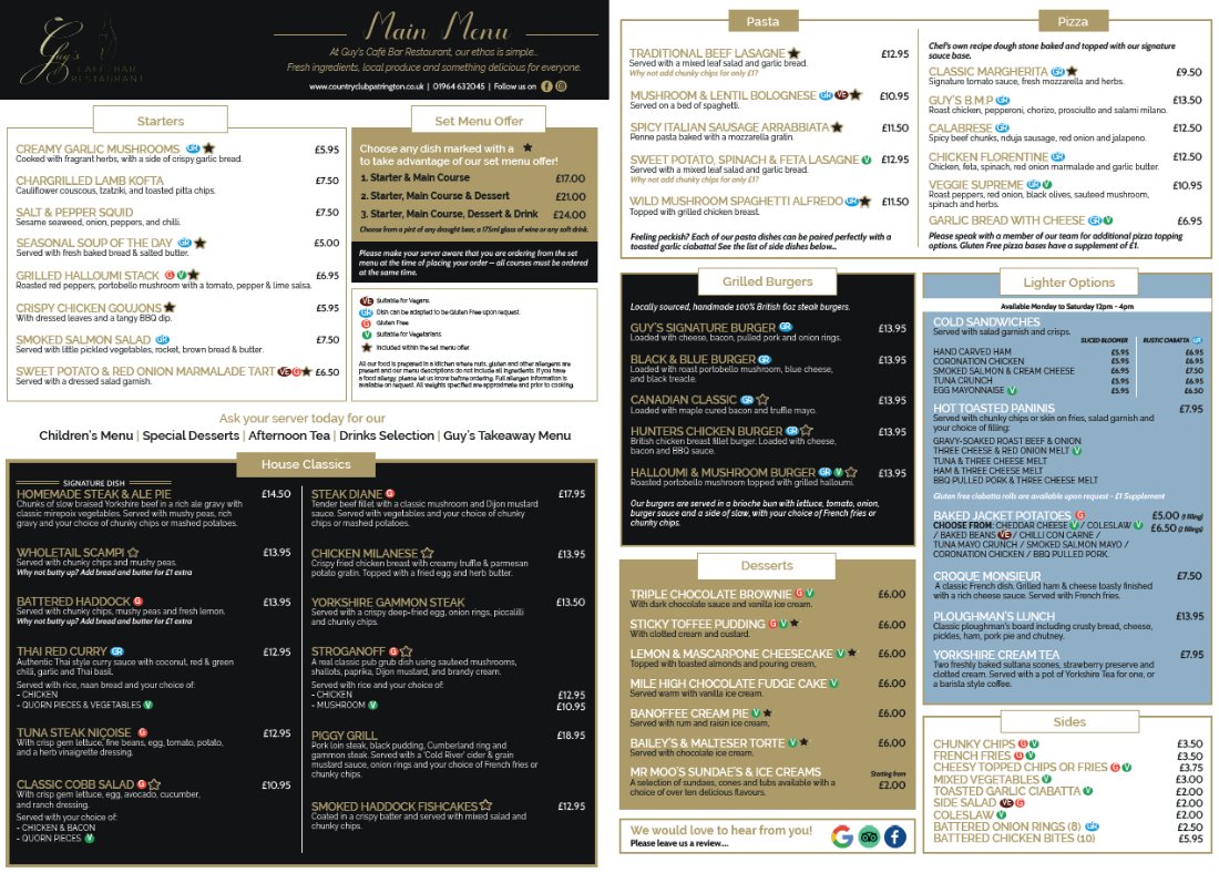 Guy's Cafe Bar &amp; Restaurant is serving up a slice of summer with a brand NEW Menu! 👇☀️🍴

View the Menu here: bit.ly/3Bmpj8L
Book your table here: bit.ly/3cFtEd1

#NewMenu #Patrington #EastYorkshire