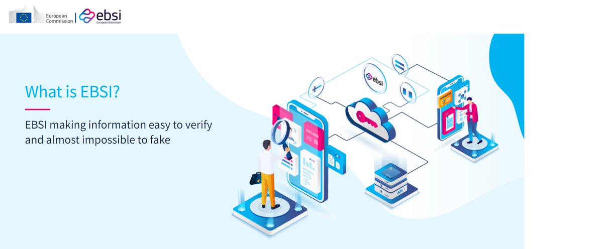 Chattweett's tweet photo. @Ron_Roozendaal @MCH2022Camp EBSI offers a usefull stack of technologies and schemes (VC, VP, DID, DLT) based in open source, international standards and is GDPR compliant. Makes it possible in EU to easily verify and trust information in between Public sector, Citizens and Businesses https://t.co/HfrjPYKUQ1 https://t.co/TMkx74Uatz