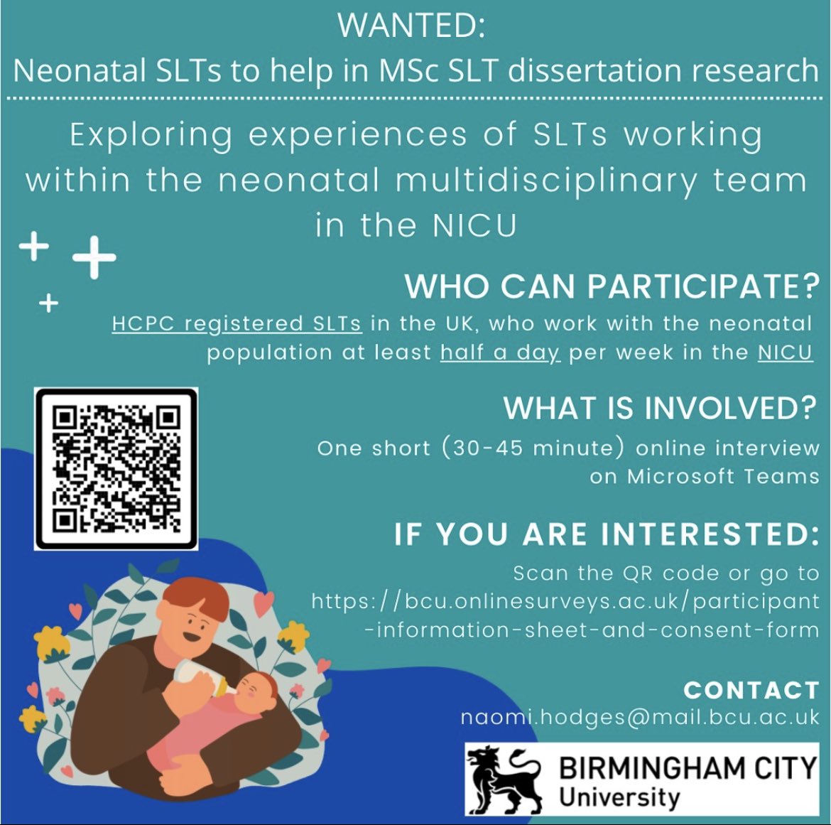 Calling all NICU based SLTs in the UK to participate in a research project ⬇️