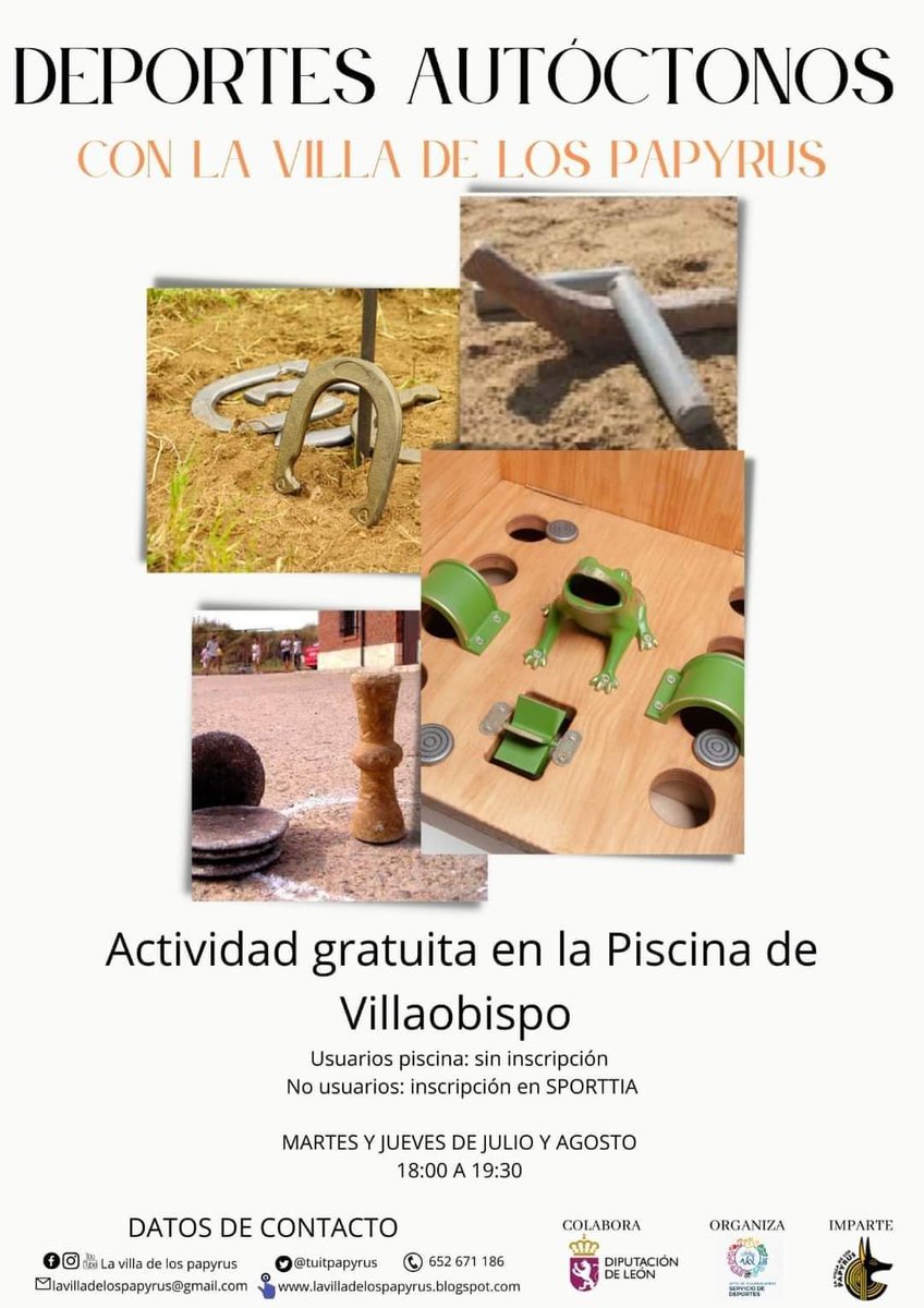 tuitpapyrus's tweet photo. No te pierdas la sesión de hoy de juego tradicionales en la piscina municipal de Villaobispo. https://t.co/XaNDTLEuC2