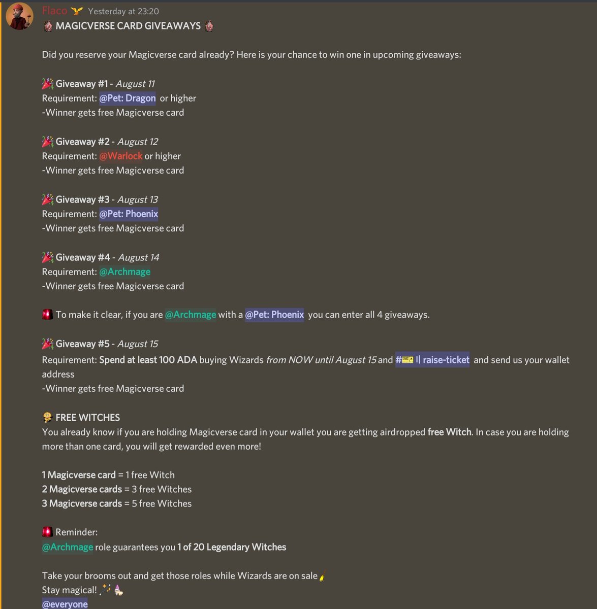 MagicverseNFT's tweet photo. Magicverse Card Giveaways🎁
You have a chance to win a Magicverse Card in upcoming giveaways 
Check the requirements for each day and make sure your participation!
👇
#nft #cnft #GiveawayNFT https://t.co/lA9OB3H1OI