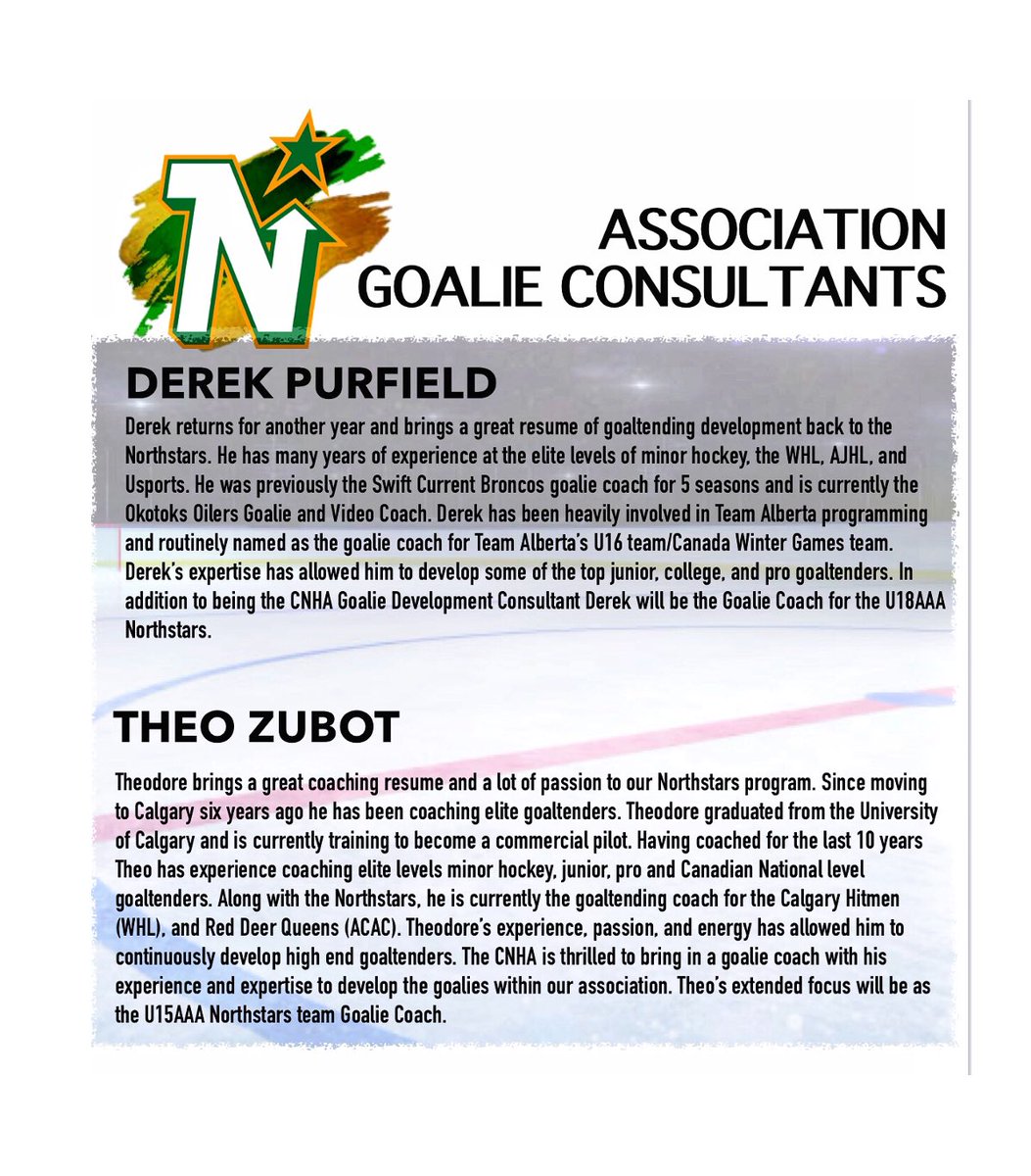 CNHA_Assoc's tweet image. Your @CNHA_Assoc 2022/2023 Goaltending Consultants:

Theo Zubot @WHLHitmen &amp;amp; 
Derek Purfield @OkotoksOilers 

#NorthstarsFamily #DevelopmentPartners