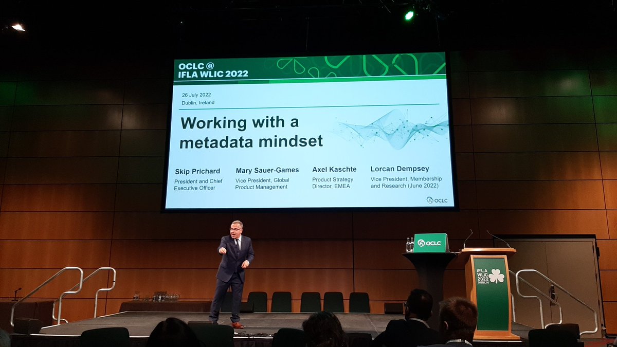 StephanieRonan's tweet photo. OCLC industry symposium here @iflawlic #WLIC2022 nice touch having drinks and cake because #WLIC2022 is a little expensive for the teas & coffees, only 2 vouchers for 2 teas for the whole conference!! https://t.co/F0dkjxwka5
