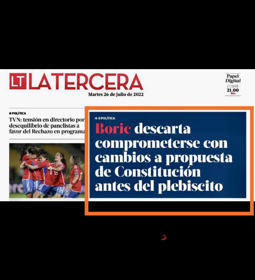 berfontaine's tweet photo. Presidente delimita lo que se votará el 4/7: aprobar el texto de la Convención o rechazarlo por una mejor constitución. Ya no va más eso de “aprobar para reformar”  #SiLaLeesLaRechazas https://t.co/nmHP5A8rnn