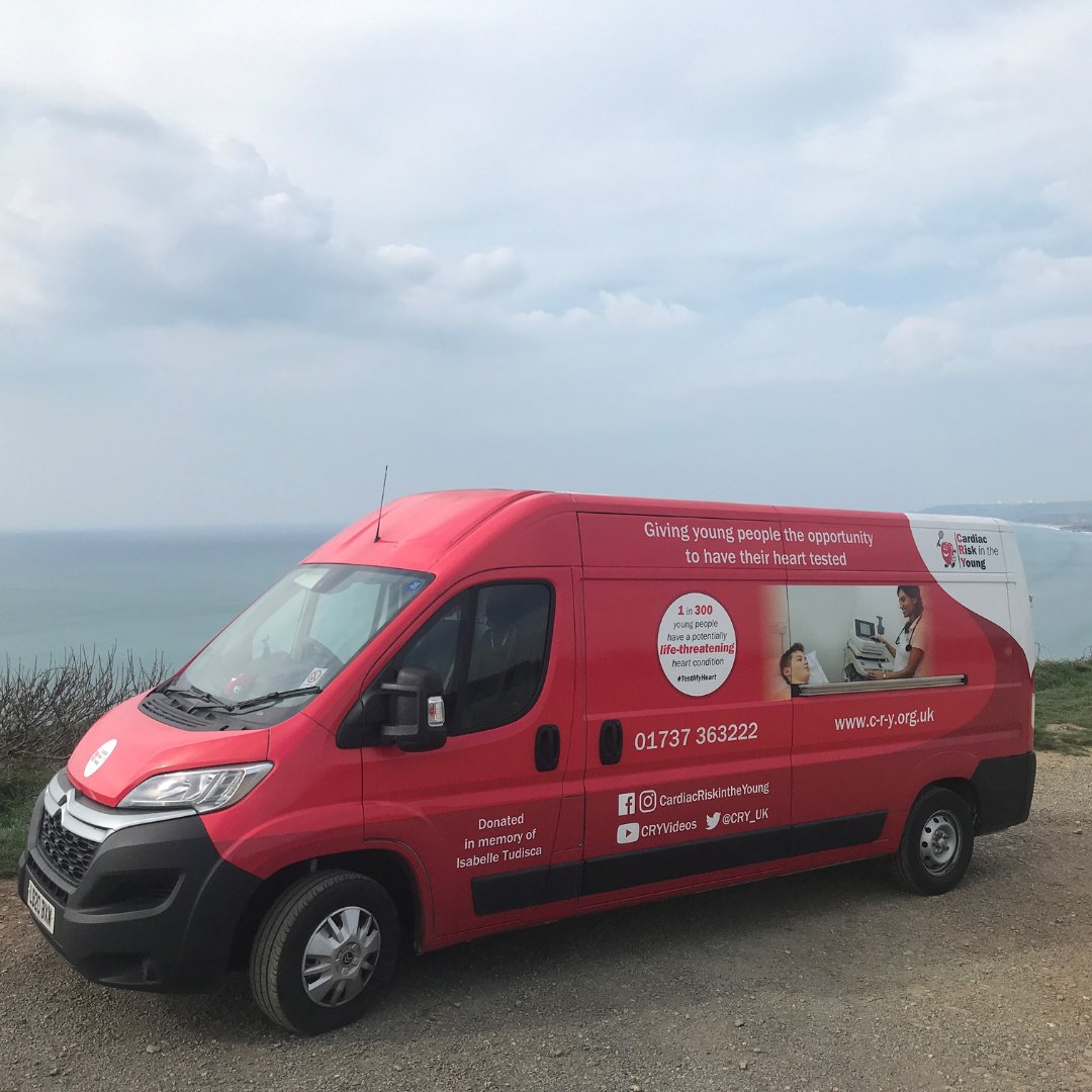 The CRY van off on its travels around the UK! At CRY we aim to offer as many #TestMyHeart cardiac screenings to anyone aged 14-35. These screenings are free of charge thanks to the families fundraising in memory of a loved one who has died from YSCD. #12AWeek