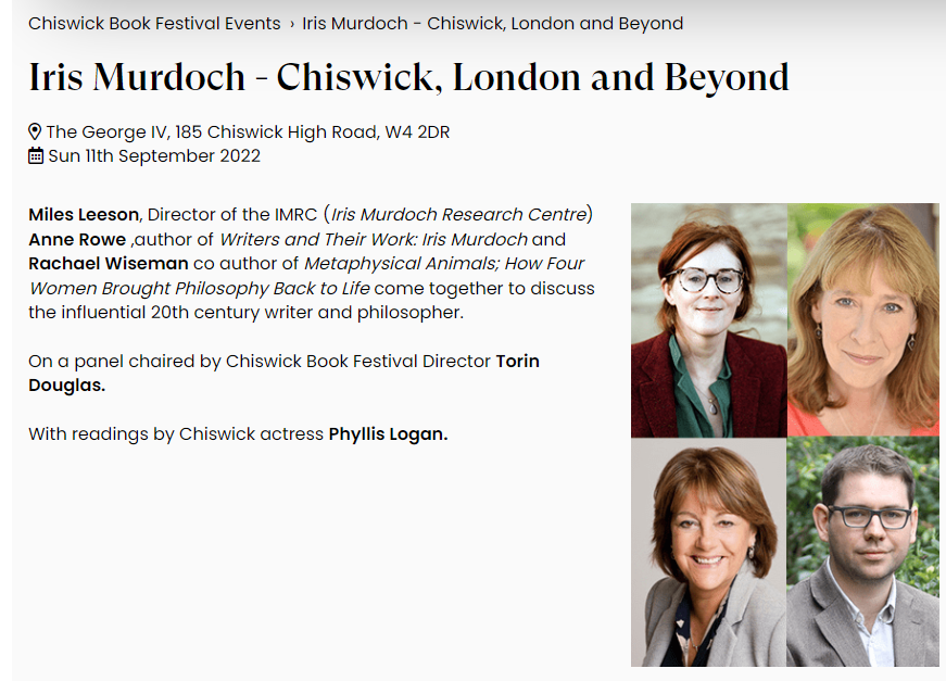 miles_leeson's tweet photo. Looking forward to being at @W4BookFest on 11 September, alongside @parenthesis_in, #AnneRowe, and #PhyllisLogan to discuss @IrisMurdoch, London, Philosophy and much else besides. Tickets £8 👇
https://t.co/Xdn7xN25WH https://t.co/th0HopKvLx