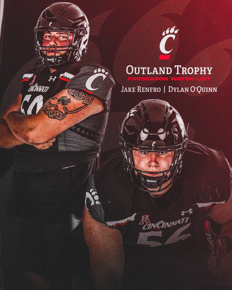 Cincinnati Football (@gobearcatsfb) on Twitter photo 🏆 𝗢𝘂𝘁𝗹𝗮𝗻𝗱 𝗧𝗿𝗼𝗽𝗵𝘆 𝗪𝗮𝘁𝗰𝗵 𝗟𝗶𝘀𝘁 🏆
<a href="/dylan_oquinn/">Dylan O’Quinn</a> x <a href="/JakeRenfro_/">Jake Renfro 5️⃣7️⃣</a>
🔗: gobearcats.com/news/2022/7/26…
#Bearcats 🏆 𝗢𝘂𝘁𝗹𝗮𝗻𝗱 𝗧𝗿𝗼𝗽𝗵𝘆 𝗪𝗮𝘁𝗰𝗵 𝗟𝗶𝘀𝘁 🏆
<a href="/dylan_oquinn/">Dylan O’Quinn</a> x <a href="/JakeRenfro_/">Jake Renfro 5️⃣7️⃣</a>
🔗: gobearcats.com/news/2022/7/26…
#Bearcats
