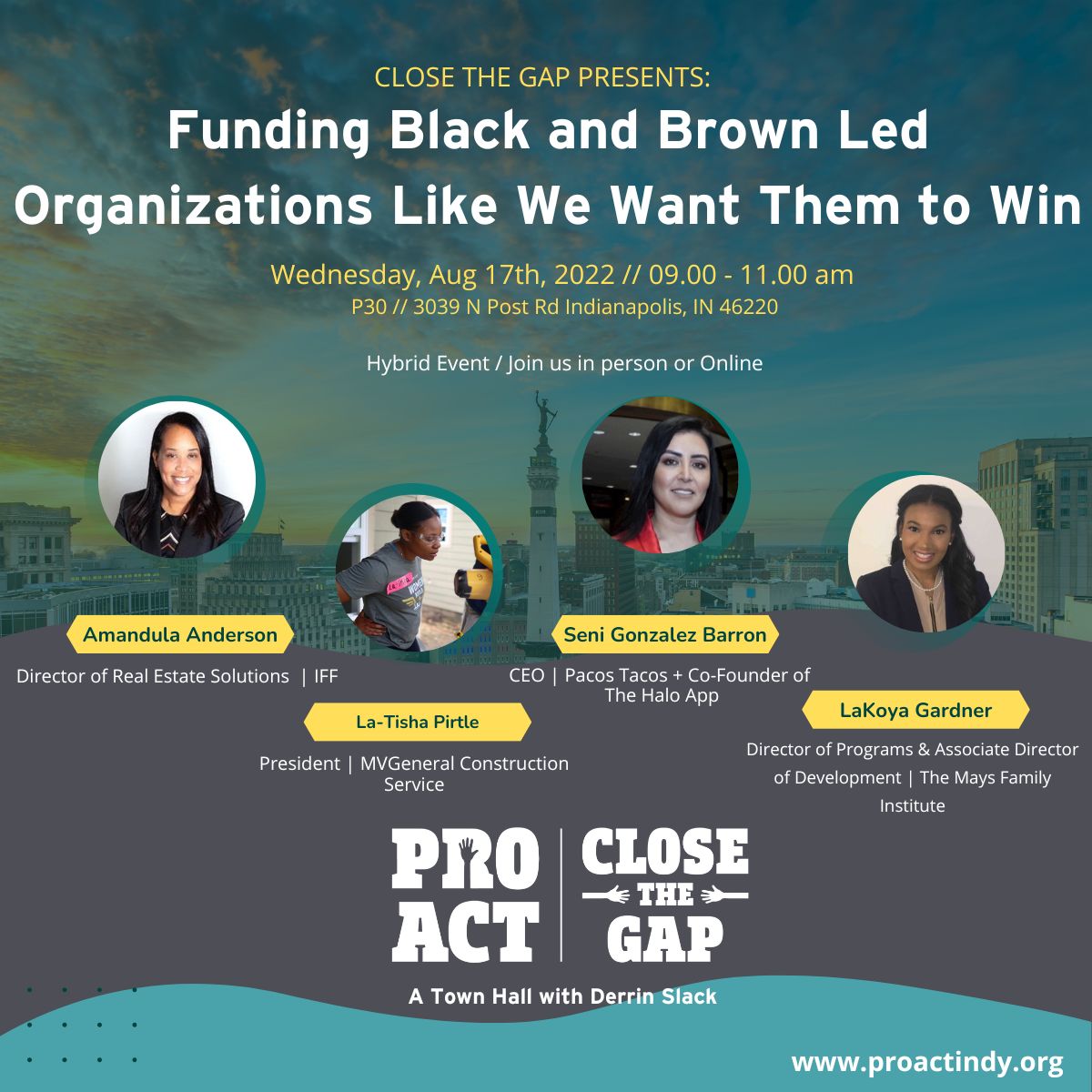 ProactIndy's tweet photo. Our Close the Gap Town Hall is BACK!
Join our community discussion on Funding Black & Brown-Led Organizations Like We Want Them To WIN!
Register Now: https://t.co/N6INnpjM5L
#poweredbyProAct https://t.co/pcTZbo0zq7