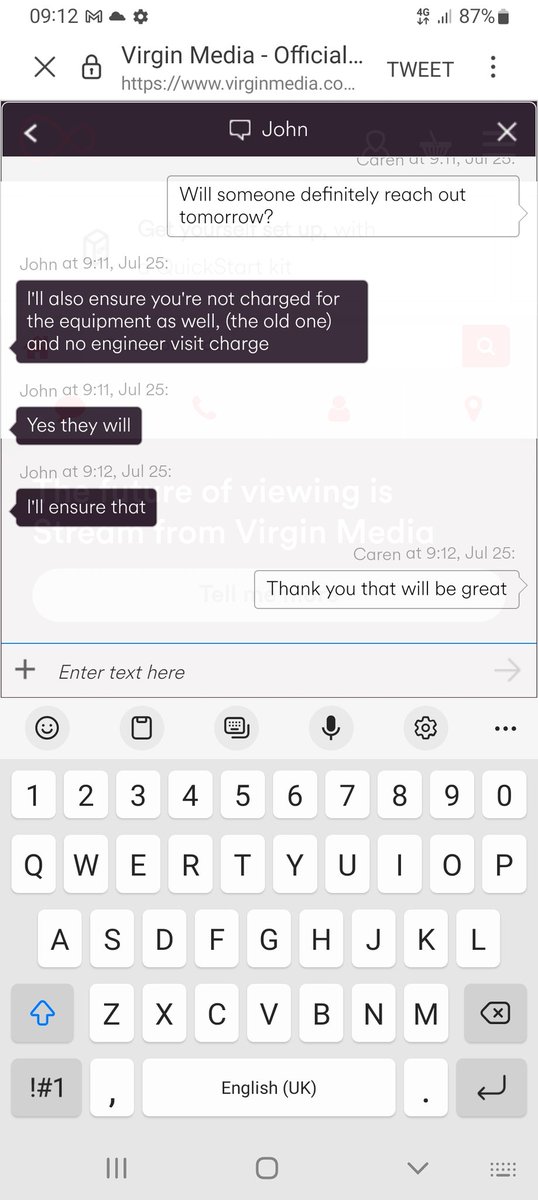 I was waiting for contact from <a href="/virginmedia/">Virgin Media ❤️</a> <a href="/Virgin/">Virgin</a> today about booking an engineer to visit my property but nothing so far...