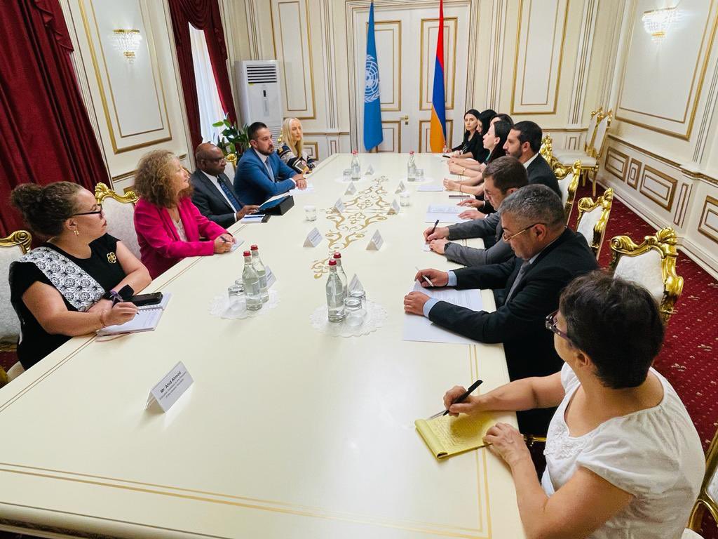 UN_PGA's tweet photo. Pleasure to meet with Mr.  @RubenRubinyan, Acting President of the Armenian National Assembly. 

Spoke on:
👉🇦🇲🇺🇳 ties
👉role of parliaments in strengthening multilateralism 
👉ensuring that multilateral systems work for &amp; with youth 
👉need for women at decision-making tables https://t.co/yusFQCWVsW