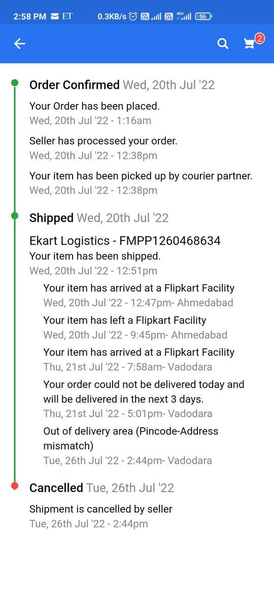 jaydeepbharakh4's tweet photo. @flipkart @jagograhakjago @Walmart @IndianExpress @walmartindia @_Kalyan_K @consumercourtin  I bought a shoes which were in offer on 20th July as you can see in the screenshot.after many times rescheduled delevery date by flipkart suddenly seller cancelled my order, https://t.co/qVKfF0jwnt