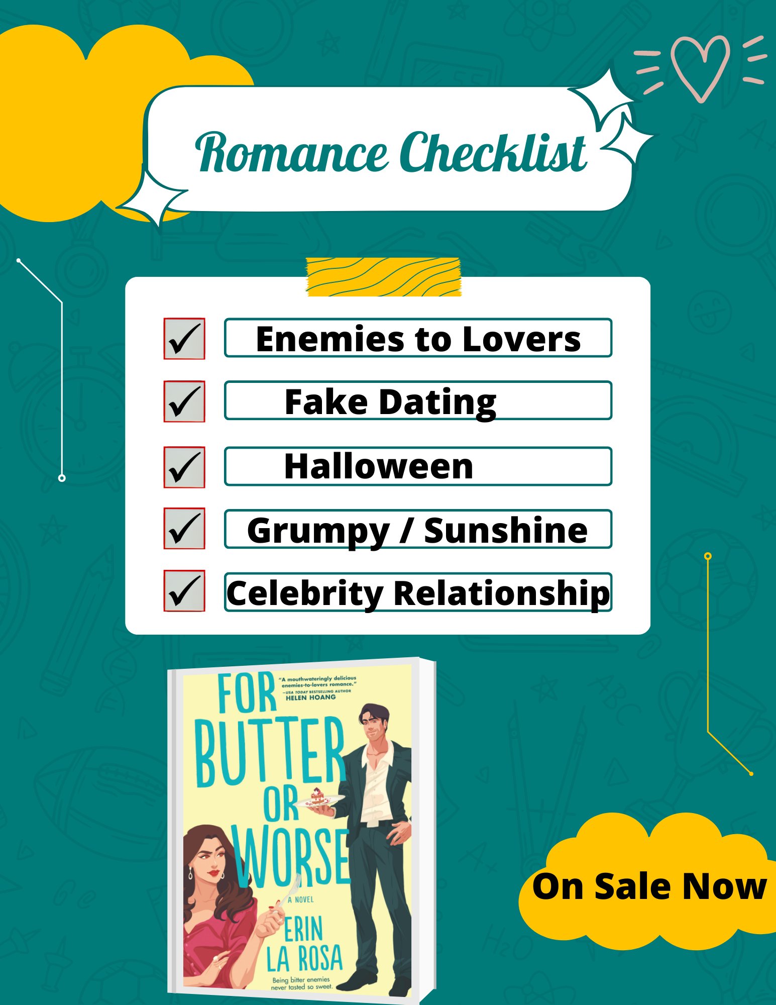 Erin La Rosa on X: For Butter or Worse, my enemies-to-lovers, fake dating  romance book, is on sale NOW. And I love her, and hope you do too! Happy  Halloween (in July)!!