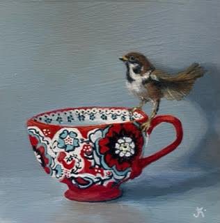 CSketchClub's tweet image. CSC Member Judy Ruggles paints whimsical and fun themes. This little gem titled “Red Cuppa” can be viewed on her website: judyruggles.com #acrylicpainting #yycart #calgaryartist #canadianartist #canadaart
