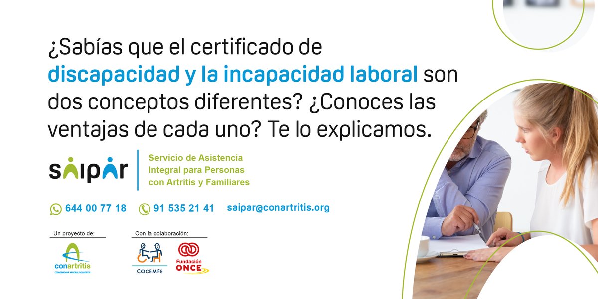 ConArtritis's tweet photo. Desde #SAIPAR hemos ayudado a más de 150 personas con enfermedades reumáticas en 2022.
Información, apoyo, recursos... son algunas de las muchas ayudas que ofrecemos.
Contactar:
📲644007718
📩saipar@conartritis.org
@COCEMFEnacional 
@Fundacion_ONCE 
https://t.co/G26LZmj2Om https://t.co/dJDbIGMEYD