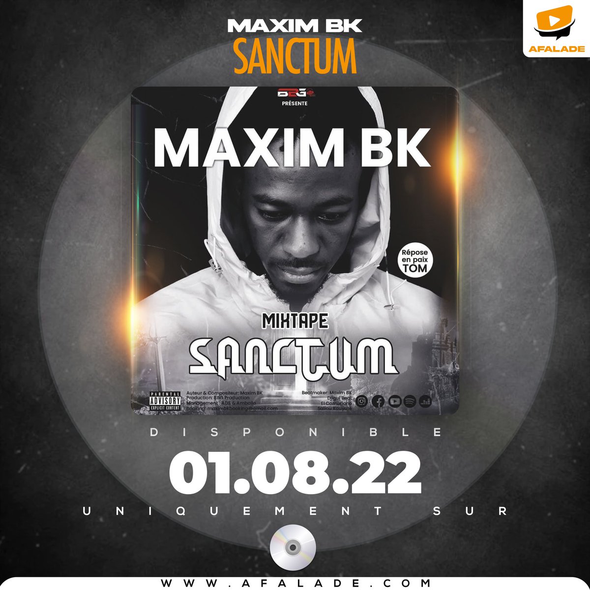 afalademag's tweet photo. La mixtape "SANCTUM" de l’artiste Maxim BK sera disponible le 01.08.22 uniquement sur CD wa à 200.000fg. Ce qui est la grosse surprise c’est qu’il sera la lors de l’ouverture des ventes à la boutique Anènè pour prendre des selfies et signer des autographes avec vous.
#MaximBk https://t.co/9jOOv4gtoe