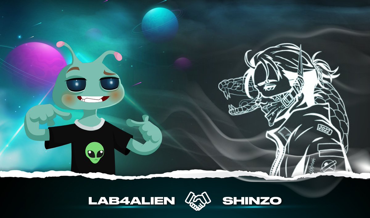 👽Lab4Alien X Shinzo 💀

 🎁WL Spots GIVEAWAY🎁 
 
 5 WL for Shinzo
 5 WL for Lab4Alien
 
 ✅ Follow <a href="/Lab4Alien/">Lab4👽</a> +@Shinzonft + @eliazet_marinos 
 ✅ Like &amp; RT
 ✅ Tag 3 Friends
 ✅ Join their discord: discord.gg/qtVrBb8vdD 
#NFTCommunity  #NFTGiveaways 
24H⏰