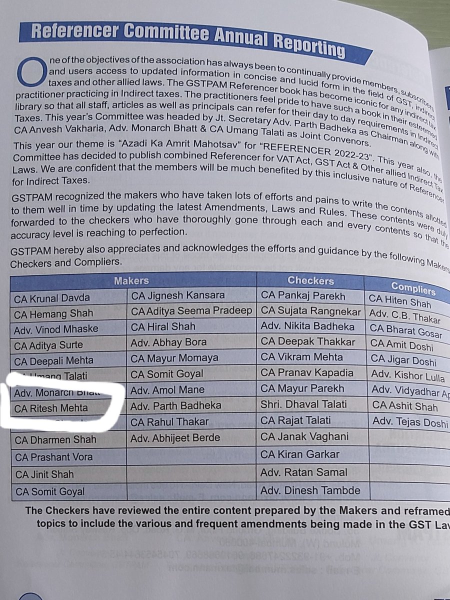 iamriteshmehta's tweet image. Happy to Contribute to the Profession by being one of the contributory to this all inclusive and most referred #GST referencer 2022-23 released by #GSTPAM, Mumbai.
#gstcouncilmeeting